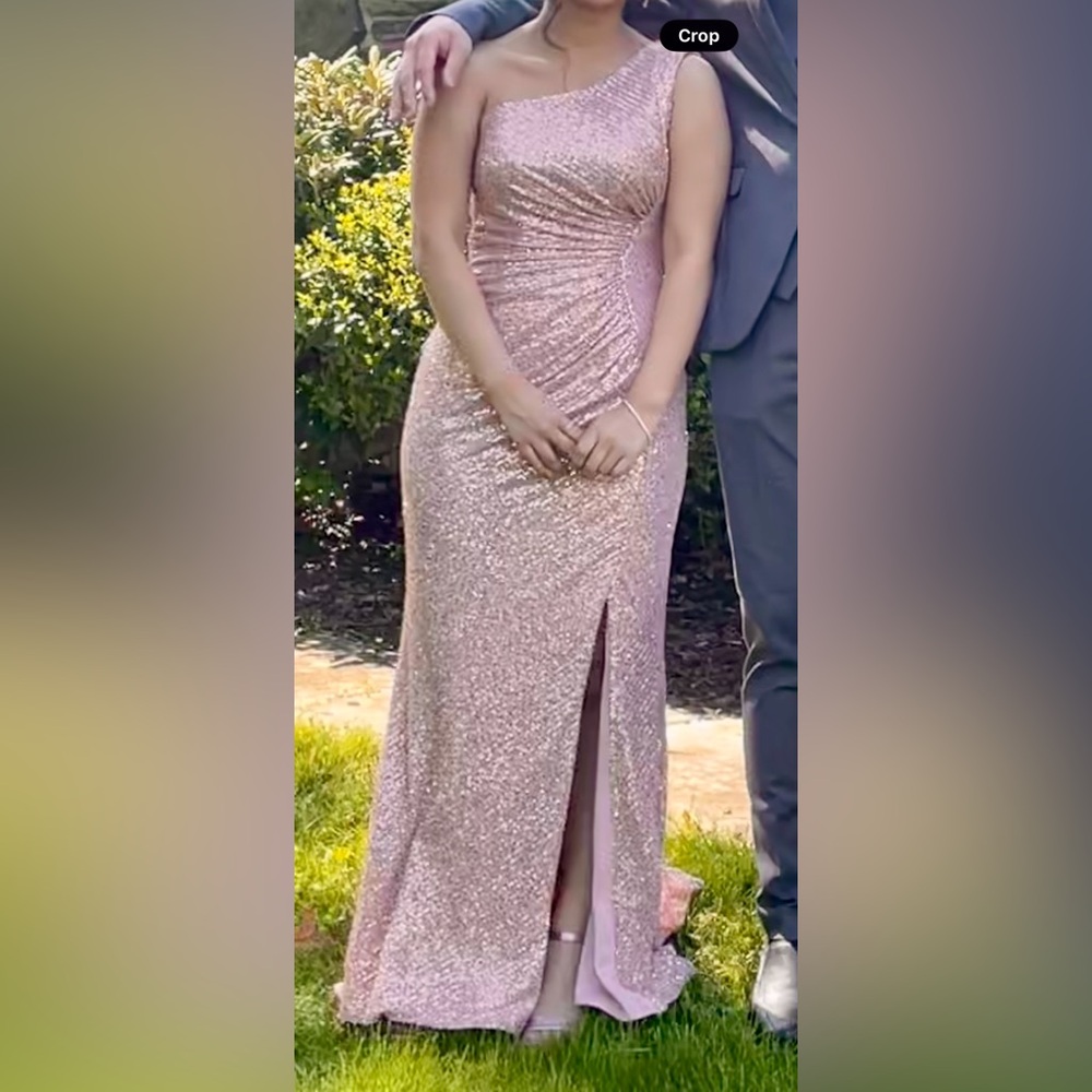 Elegant Pink Sequin Prom Dress